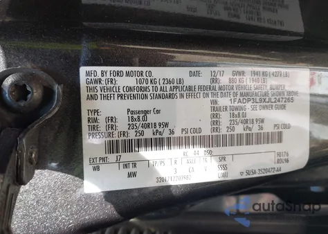 2018 Ford Focus St z USA, uszkodzony, nr VIN 1FADP3L9XJL247265